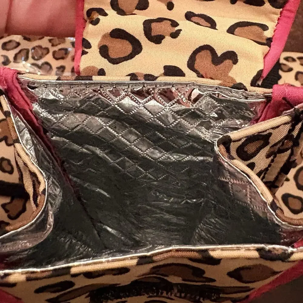My Vintage Baby Diaper Bag Leopard Print Brown/Black/Hot Pink w/ Crystal Crown